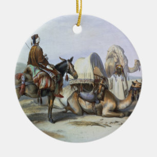 Ornement En Céramique Kafila avec un chameau soutenant un Hodesh,