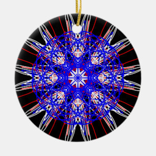 Ornement En Céramique kaléidoscope mandala art noir rouge blanc bleu