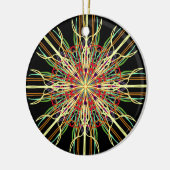 Ornement En Céramique Kaleidoscope orange jaune noir vert bleu fleur (Gauche)