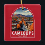 Ornement En Céramique Kamloops Canada Travel Art Vintage<br><div class="desc">Conception de déplacement vectoriel rétro Kamloops. Copenhague,  Kamloops est une ville canadienne en Colombie-Britannique,  où se rencontrent les rivières Thompson Nord et Sud.</div>
