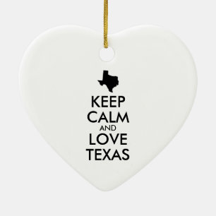 Ornement En Céramique KEEP CALM et LOVE TEXAS personnalisables