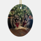 Ornement En Céramique Keeshond avec l'arbre de Noël (Droite)