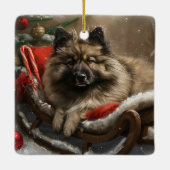 Ornement En Céramique keeshond Festive de Noël de chien (Dos)