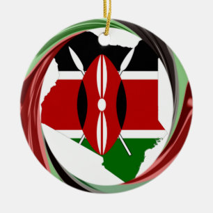Ornement En Céramique Kenya Célébration drapeau coloré Carte vectorielle