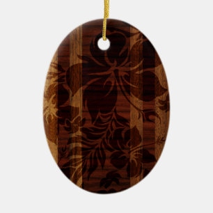 Ornement En Céramique Keokea Beach Faux Wood Surboard