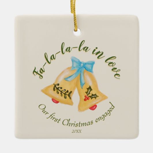 Ornement En Céramique Kitschy Bell Premier Noël Engagé Keepsaké mignon (Devant)