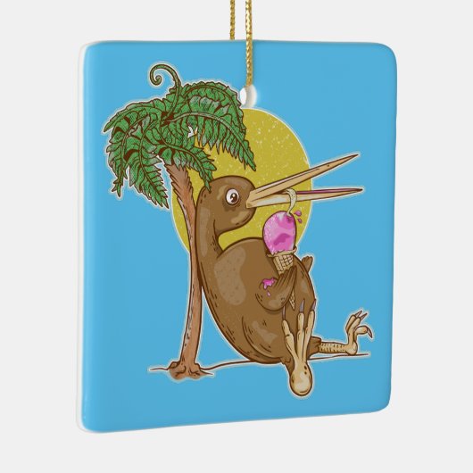 Ornement En Céramique Kiwi mangeant une crème glacée (Droite)