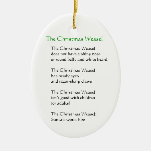 Ornement En Céramique La belette de Noël (Devant)