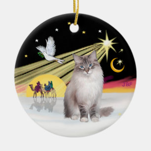 Ornement En Céramique La Dove de Noël - Chat Ragdoll (Lynx Colorpiont)