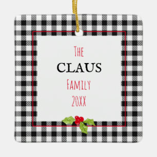 Ornement En Céramique La Famille Claus A Plaid Holly Christmas Père Noël