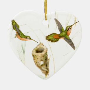 Ornement En Céramique La faune d'oiseaux de colibri fleurit l'ornement