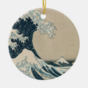 Ornement En Céramique La grande vague de Kanagawa, vues du mont Fuji