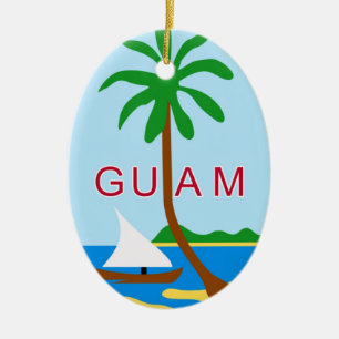 Ornement En Céramique La GUAM - emblème/drapeau/manteau des bras/symbol