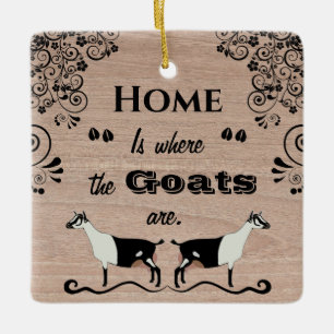 Ornement En Céramique La maison est où se trouvent les chèvres - Alpine