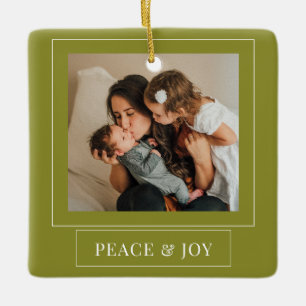 Ornement En Céramique La Paix Verte Minimaliste Et La Joie Photo De Noël