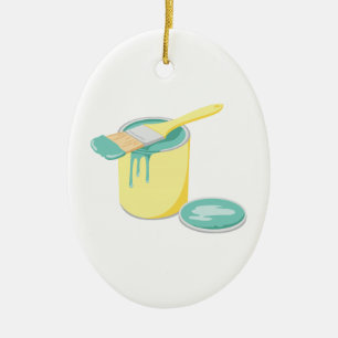 Ornement En Céramique La peinture peut et brosse