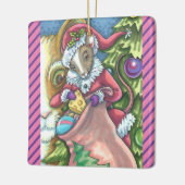ORNEMENT EN CÉRAMIQUE LA SOURIS PÈRE NOËL APPORTE DE BONS CHATS CADEAUX (Gauche)