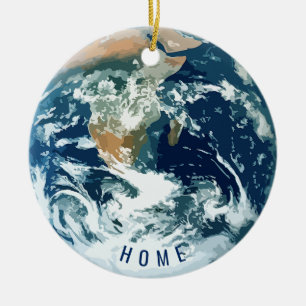 Ornement En Céramique La terre de planète avec le texte