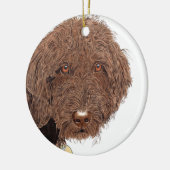 Ornement En Céramique Labradoodle au chocolat (Gauche)