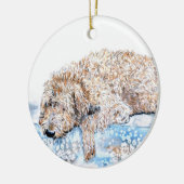 Ornement En Céramique Labradoodle crème (Gauche)