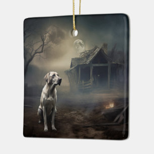 Ornement En Céramique Labrador Halloween Épouvantable