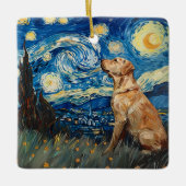 Ornement En Céramique Labrador Retriever Yellow Lab Chien Starry Night (Devant)