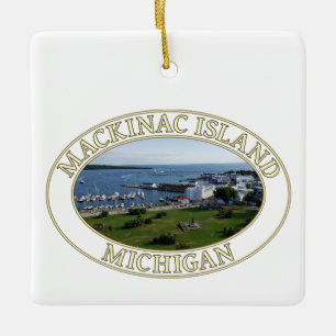 Ornement En Céramique Lac Huron et port de Mackinac Island au Michigan
