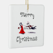 Ornement En Céramique Lady Pulling Mari drôle Mariage (Droite)