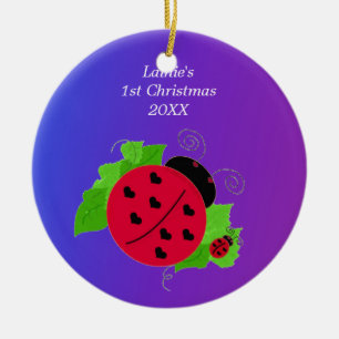 Ornement En Céramique Ladybug Capricieuse 1er Noël de Bébé