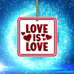 Ornement En Céramique L'amour est l'amour Coeurs rouges