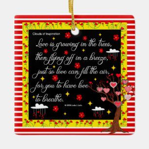 Ornement En Céramique L'amour grandit dans l'ornement des arbres