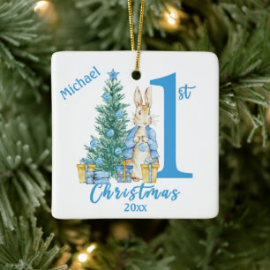 Ornement En Céramique Lapin Lapin 1er Premier Bleu Vacances Personnalisé