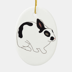 Ornement En Céramique Lapin noir et blanc