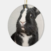 Ornement En Céramique Lapin noir et blanc adorable (Gauche)