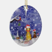 Ornement En Céramique L'aquarelle 2017 de Noël des animaux (Droite)