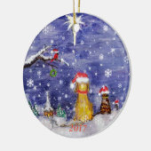 Ornement En Céramique L'aquarelle 2017 de Noël des animaux (Gauche)