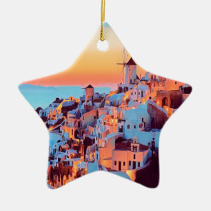 Ornement En Céramique ldp SANTORINI - panorama - par nuit