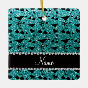 Ornement En Céramique Le bikini bleu de parties scintillantes d'oeufs