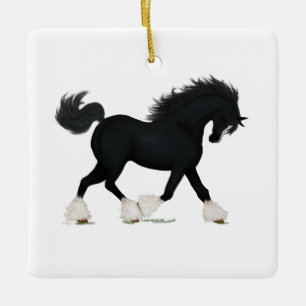 Ornement En Céramique Le Cheval de la Comté Noir au charme équestre de