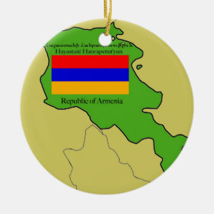 Ornement En Céramique Le drapeau et la carte de l'Arménie