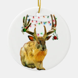 Ornement En Céramique Le Jackalope décoré de Noël