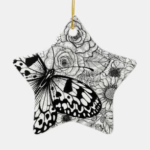 Ornement En Céramique Le jardin de cerf-volant en papier