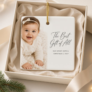 Ornement En Céramique Le Meilleur Cadeau de Tous Photo de Bébé Personnal