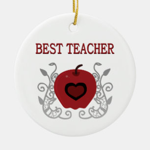 Ornement En Céramique Le meilleur rouge Apple de professeur