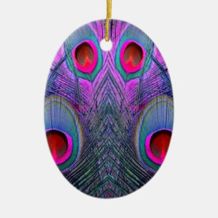 Ornement En Céramique Le paon Fuchsia-Pourpre fleuri fait varier le pas