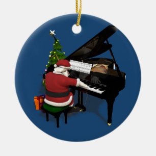 Ornement En Céramique Le Père Noël Musical Jouer Piano
