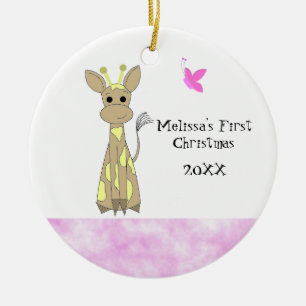 Ornement En Céramique Le premier Noël de bébé girafe