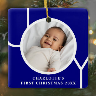 Ornement En Céramique Le premier Noël de bébé moderne personnalisé photo