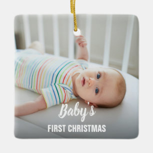 Ornement En Céramique Le premier Noël de bébé, photo personnalisée