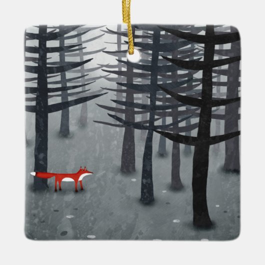 Ornement En Céramique Le renard et la forêt (Devant)